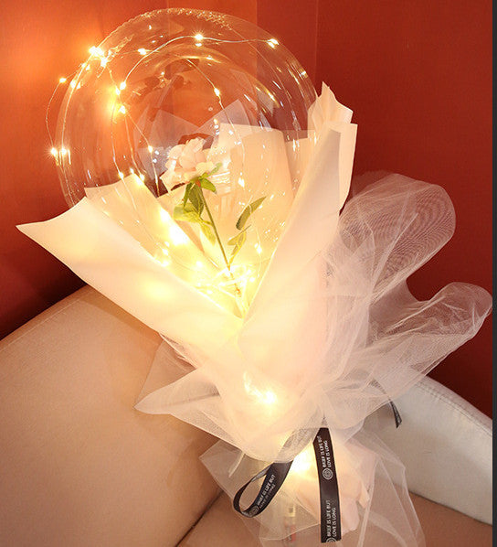 LED Luminous Balloon Rose Bouquet Transparent Bobo Ball Rose